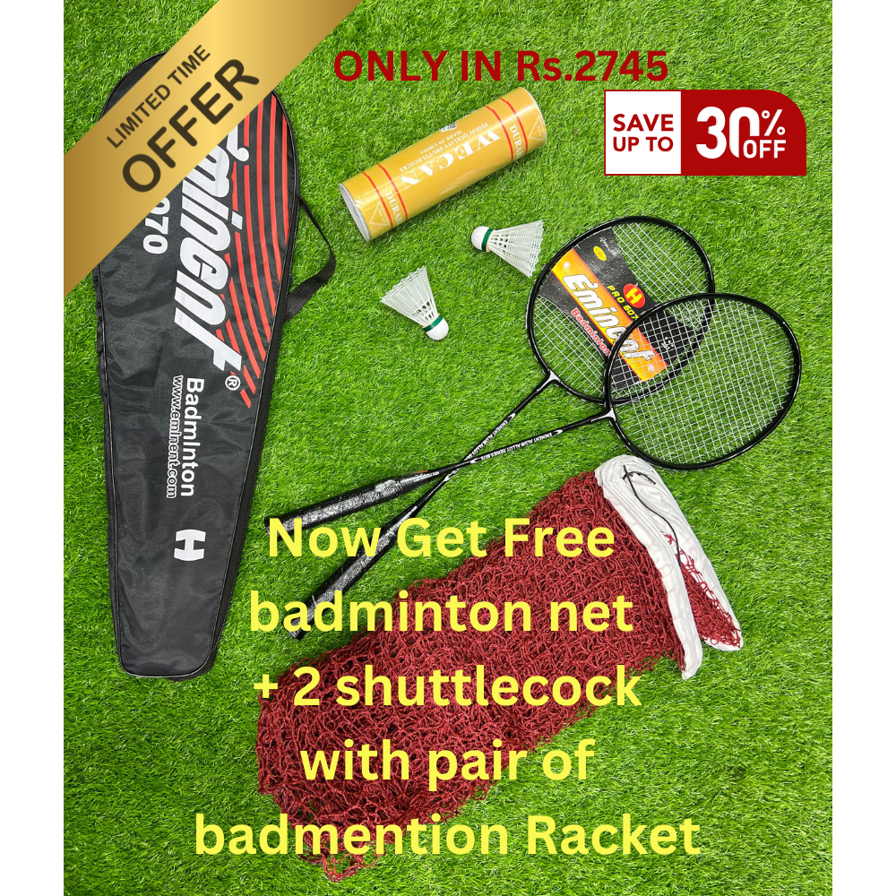 International Sports™ Pair of Badminton Racket with Free Net + 2 shutlecock